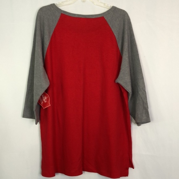 HOLIDAY TIME Tee Shirt 4/3 Sleeve Red/Gray Size 1X (16W-18W) - Picture 7 of 12